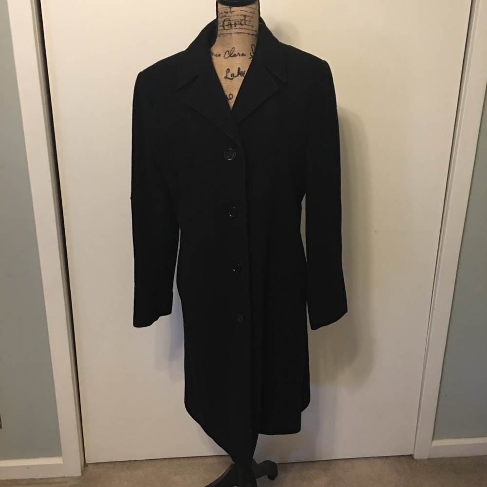 Kenneth Cole Long Black Dressy Pea Coat
